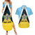 Personalised Saint Lucia Couples Matching Summer Maxi Dress and Hawaiian Shirt Coat Of Arm With Palm Leaf Pattern