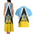 Personalised Saint Lucia Couples Matching Tank Maxi Dress and Hawaiian Shirt Coat Of Arm With Palm Leaf Pattern