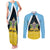 Personalised Saint Lucia Couples Matching Tank Maxi Dress and Long Sleeve Button Shirt Coat Of Arm With Palm Leaf Pattern