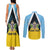 Personalised Saint Lucia Couples Matching Tank Maxi Dress and Long Sleeve Button Shirt Coat Of Arm With Palm Leaf Pattern