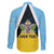 Personalised Saint Lucia Family Matching Long Sleeve Bodycon Dress and Hawaiian Shirt Coat Of Arm With Palm Leaf Pattern