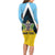 Personalised Saint Lucia Family Matching Long Sleeve Bodycon Dress and Hawaiian Shirt Coat Of Arm With Palm Leaf Pattern