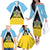 Personalised Saint Lucia Family Matching Off The Shoulder Long Sleeve Dress and Hawaiian Shirt Coat Of Arm With Palm Leaf Pattern