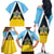 Personalised Saint Lucia Family Matching Off The Shoulder Long Sleeve Dress and Hawaiian Shirt Coat Of Arm With Palm Leaf Pattern