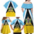 Personalised Saint Lucia Family Matching Off Shoulder Maxi Dress and Hawaiian Shirt Coat Of Arm With Palm Leaf Pattern