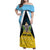 Personalised Saint Lucia Family Matching Off Shoulder Maxi Dress and Hawaiian Shirt Coat Of Arm With Palm Leaf Pattern