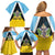 Personalised Saint Lucia Family Matching Off Shoulder Short Dress and Hawaiian Shirt Coat Of Arm With Palm Leaf Pattern