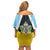 Personalised Saint Lucia Family Matching Off Shoulder Short Dress and Hawaiian Shirt Coat Of Arm With Palm Leaf Pattern