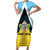 Personalised Saint Lucia Family Matching Short Sleeve Bodycon Dress and Hawaiian Shirt Coat Of Arm With Palm Leaf Pattern