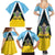 Personalised Saint Lucia Family Matching Summer Maxi Dress and Hawaiian Shirt Coat Of Arm With Palm Leaf Pattern