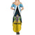 Personalised Saint Lucia Family Matching Summer Maxi Dress and Hawaiian Shirt Coat Of Arm With Palm Leaf Pattern