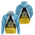 Personalised Saint Lucia Hoodie Coat Of Arm With Palm Leaf Pattern