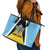 Saint Lucia Leather Tote Bag Coat Of Arm With Palm Leaf Pattern