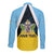 Personalised Saint Lucia Long Sleeve Button Shirt Coat Of Arm With Palm Leaf Pattern