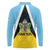 Personalised Saint Lucia Long Sleeve Polo Shirt Coat Of Arm With Palm Leaf Pattern