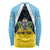 Personalised Saint Lucia Long Sleeve Shirt Coat Of Arm With Palm Leaf Pattern