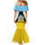 Personalised Saint Lucia Mermaid Dress Coat Of Arm With Palm Leaf Pattern