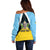 Personalised Saint Lucia Off Shoulder Sweater Coat Of Arm With Palm Leaf Pattern