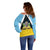 Personalised Saint Lucia Off Shoulder Sweater Coat Of Arm With Palm Leaf Pattern