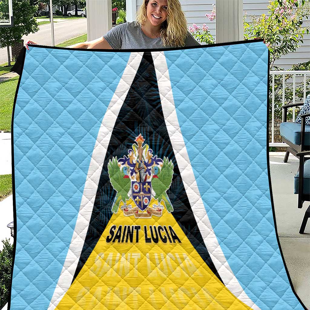 Saint Lucia Quilt Coat Of Arm With Palm Leaf Pattern