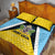 Saint Lucia Quilt Bed Set Coat Of Arm With Palm Leaf Pattern