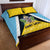 Saint Lucia Quilt Bed Set Coat Of Arm With Palm Leaf Pattern