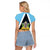 Personalised Saint Lucia Raglan Cropped T Shirt Coat Of Arm With Palm Leaf Pattern