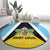 Saint Lucia Round Carpet Coat Of Arm With Palm Leaf Pattern