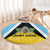 Saint Lucia Round Carpet Coat Of Arm With Palm Leaf Pattern