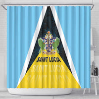 Saint Lucia Shower Curtain Coat Of Arm With Palm Leaf Pattern