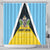 Saint Lucia Shower Curtain Coat Of Arm With Palm Leaf Pattern