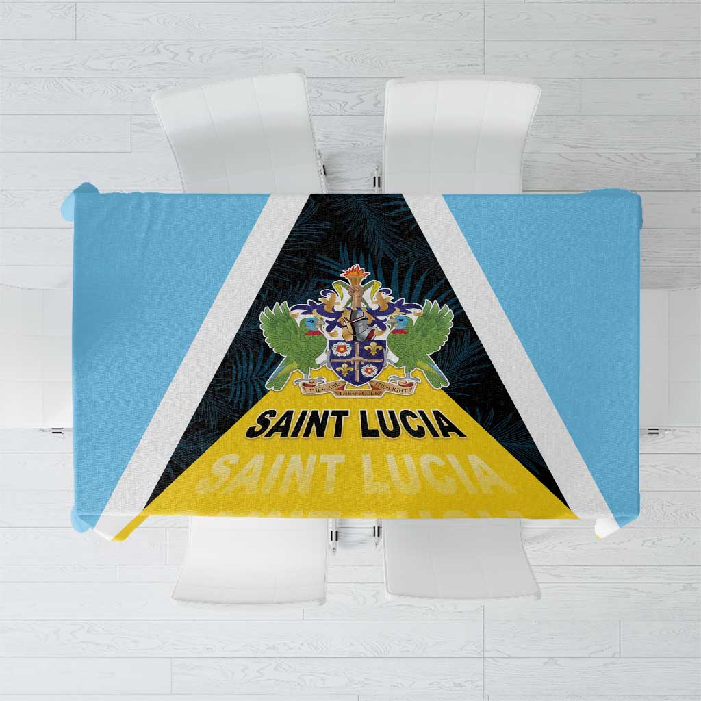 Saint Lucia Tablecloth Coat Of Arm With Palm Leaf Pattern