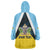 Personalised Saint Lucia Wearable Blanket Hoodie Coat Of Arm With Palm Leaf Pattern