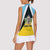 Personalised Saint Lucia Women Sleeveless Polo Shirt Coat Of Arm With Palm Leaf Pattern