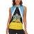 Personalised Saint Lucia Women Sleeveless Polo Shirt Coat Of Arm With Palm Leaf Pattern