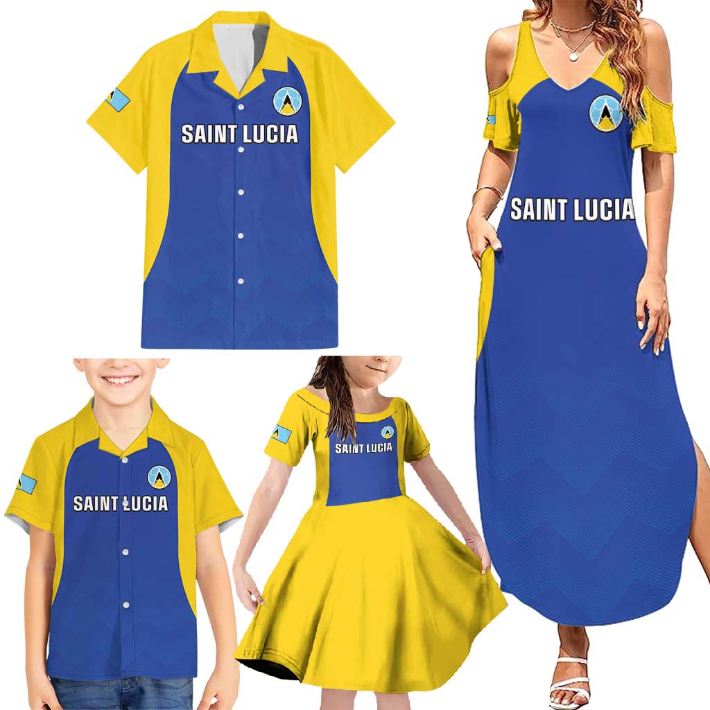 Custom Saint Lucia Football Family Matching Summer Maxi Dress and Hawaiian Shirt Sporty Style