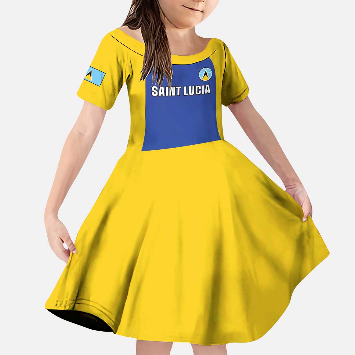 Custom Saint Lucia Football Kid Short Sleeve Dress Sporty Style