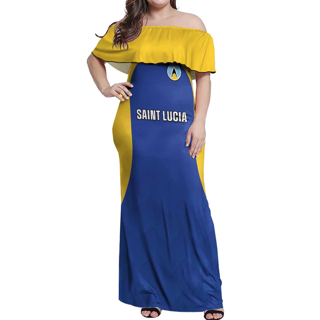 Custom Saint Lucia Football Off Shoulder Maxi Dress Sporty Style