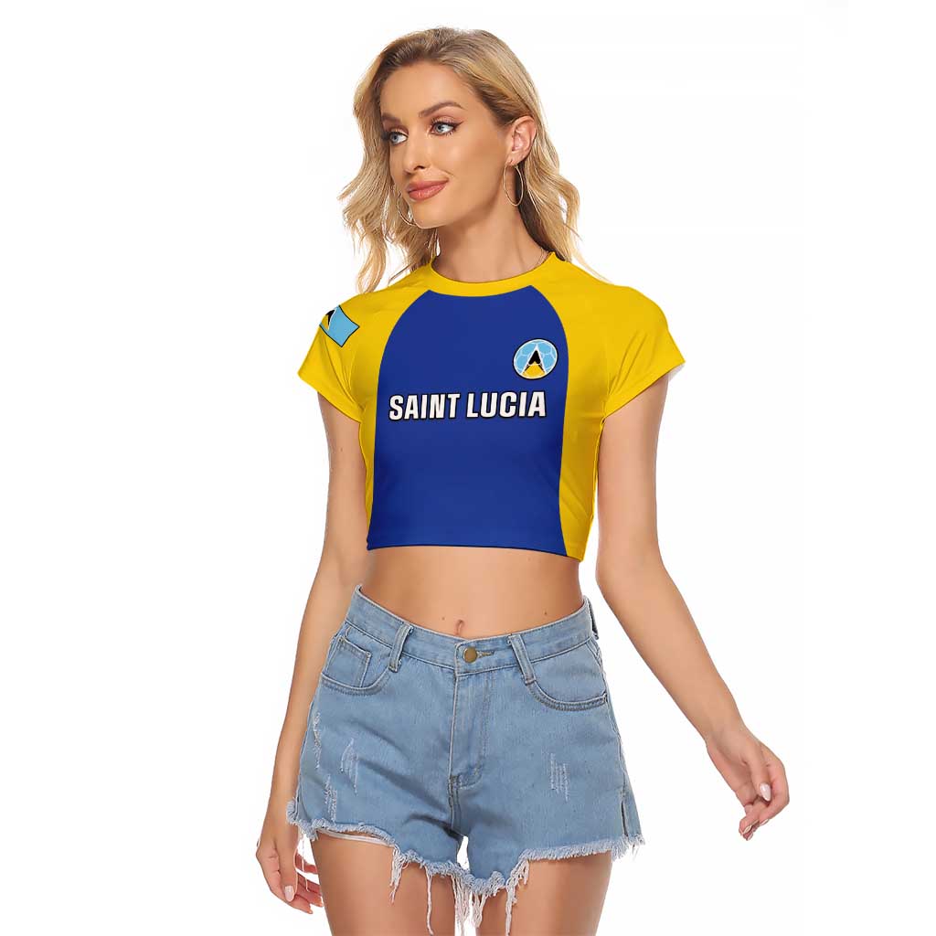 Custom Saint Lucia Football Raglan Cropped T Shirt Sporty Style