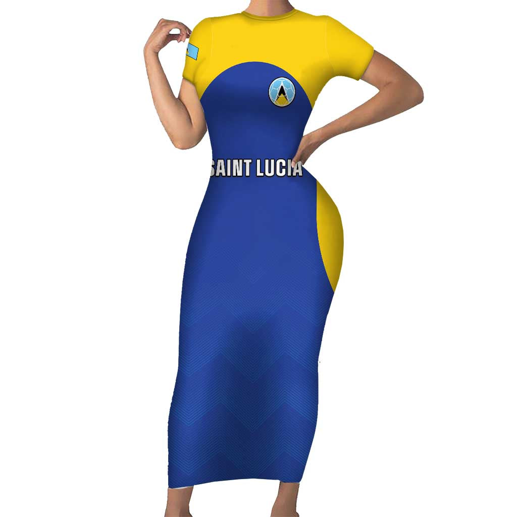 Custom Saint Lucia Football Short Sleeve Bodycon Dress Sporty Style