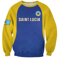 Navy and yellow raglan football sweatshirt with 'SAINT LUCIA' chest print