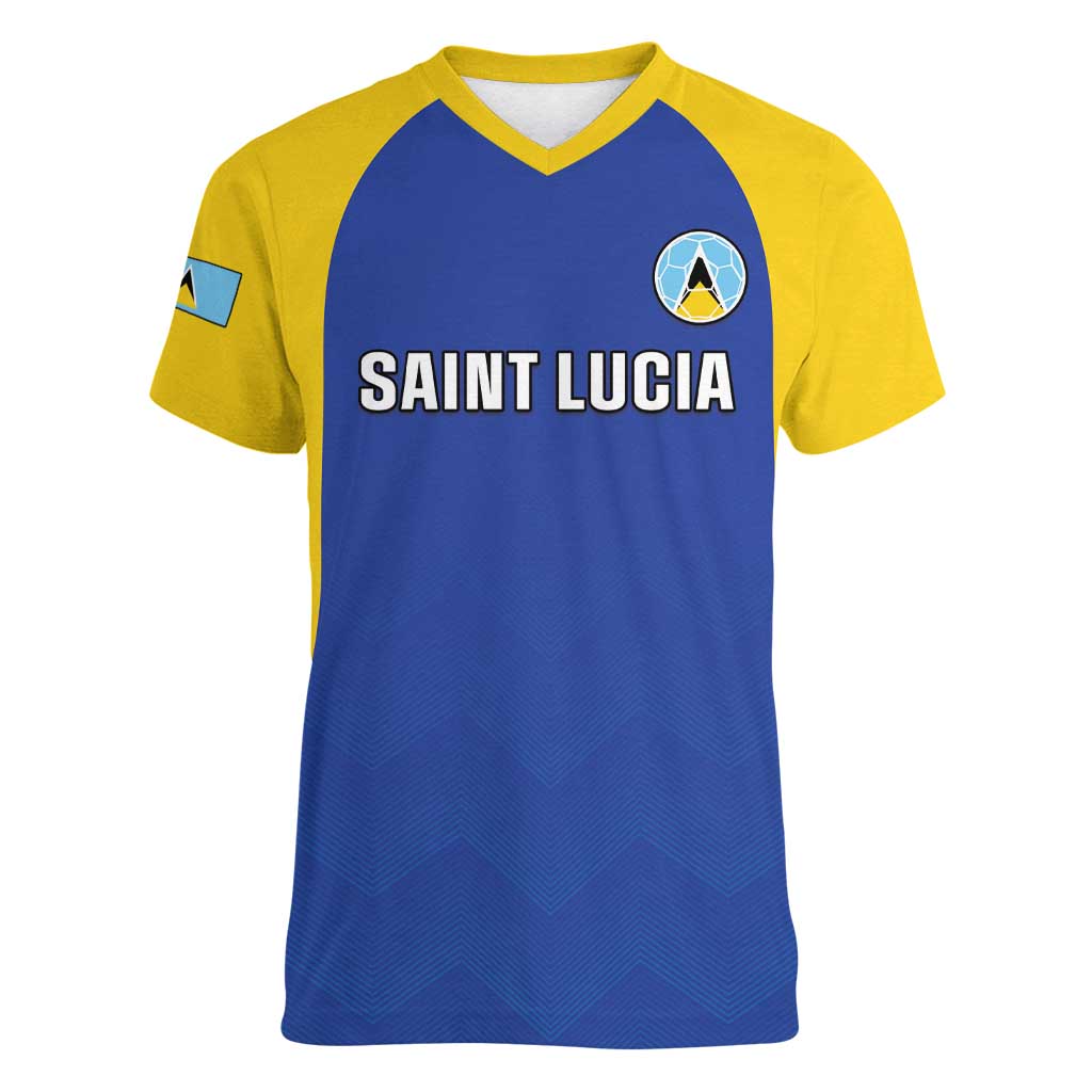 Custom Saint Lucia Football Women V-Neck T-Shirt Sporty Style