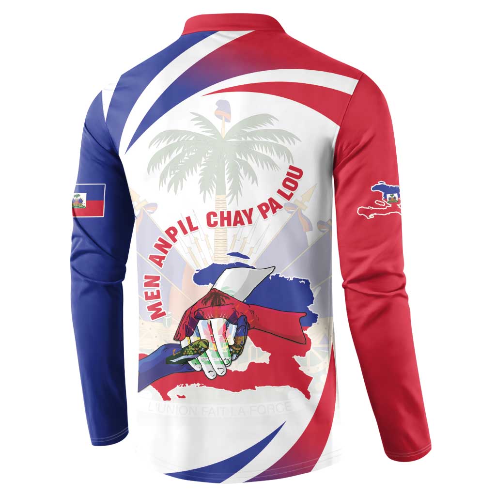 Haiti Button Sweatshirt Men Anpil Chay Pa Lou LT05