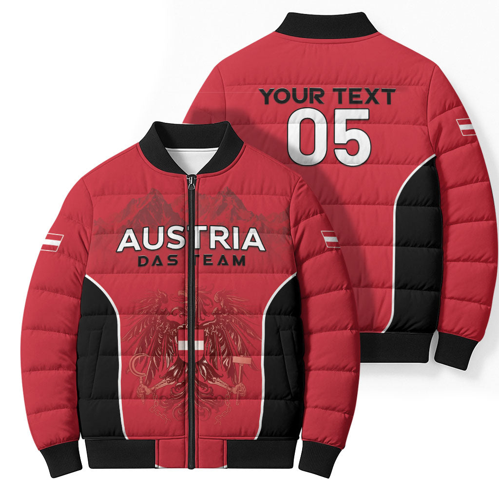 Custom Austria Football 2026 Bomber Puffer Jacket Go Das Team