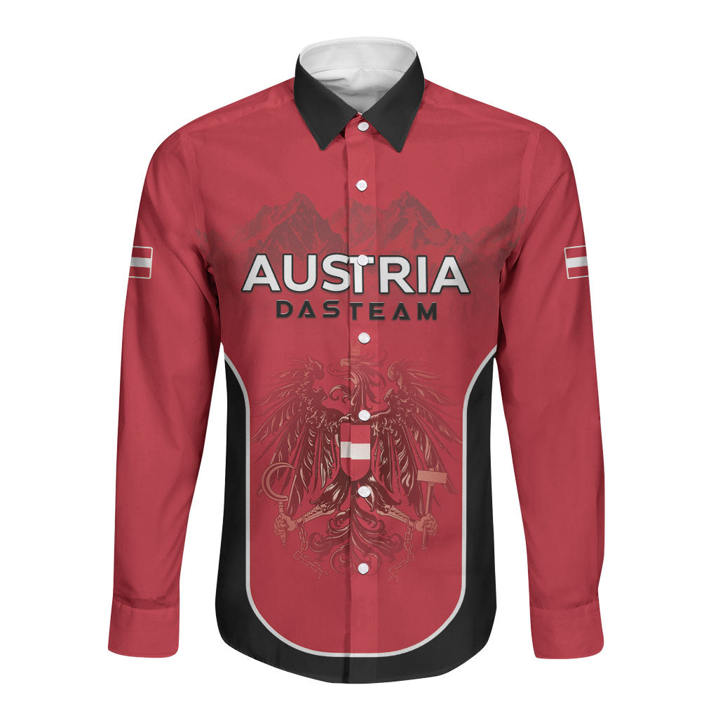 Custom Austria Football 2026 Long Sleeve Button Shirt Go Das Team