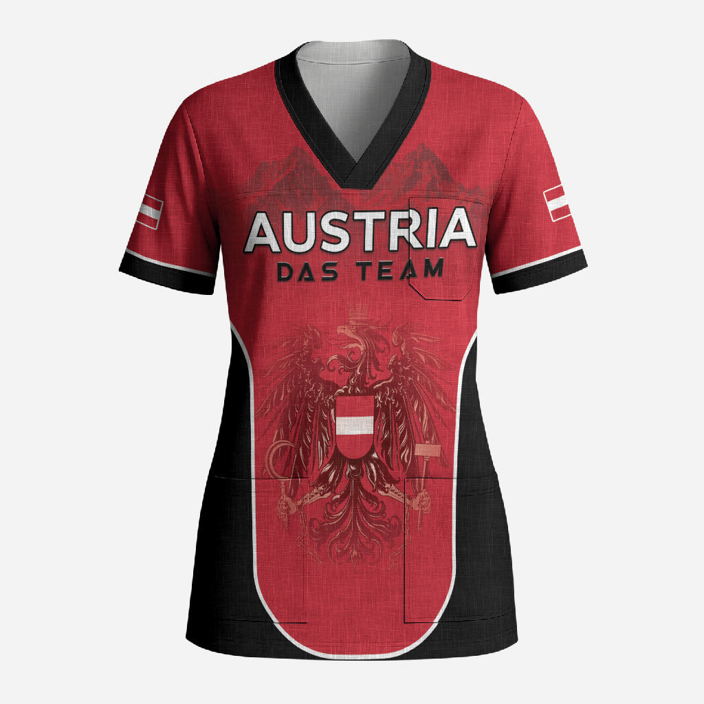 Custom Austria Football 2026 Scrub Top Go Das Team