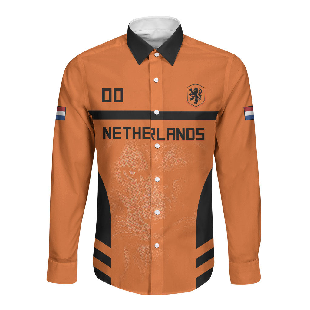 Custom Netherlands Football 2026 Long Sleeve Button Shirt Oranje Lion Special Style