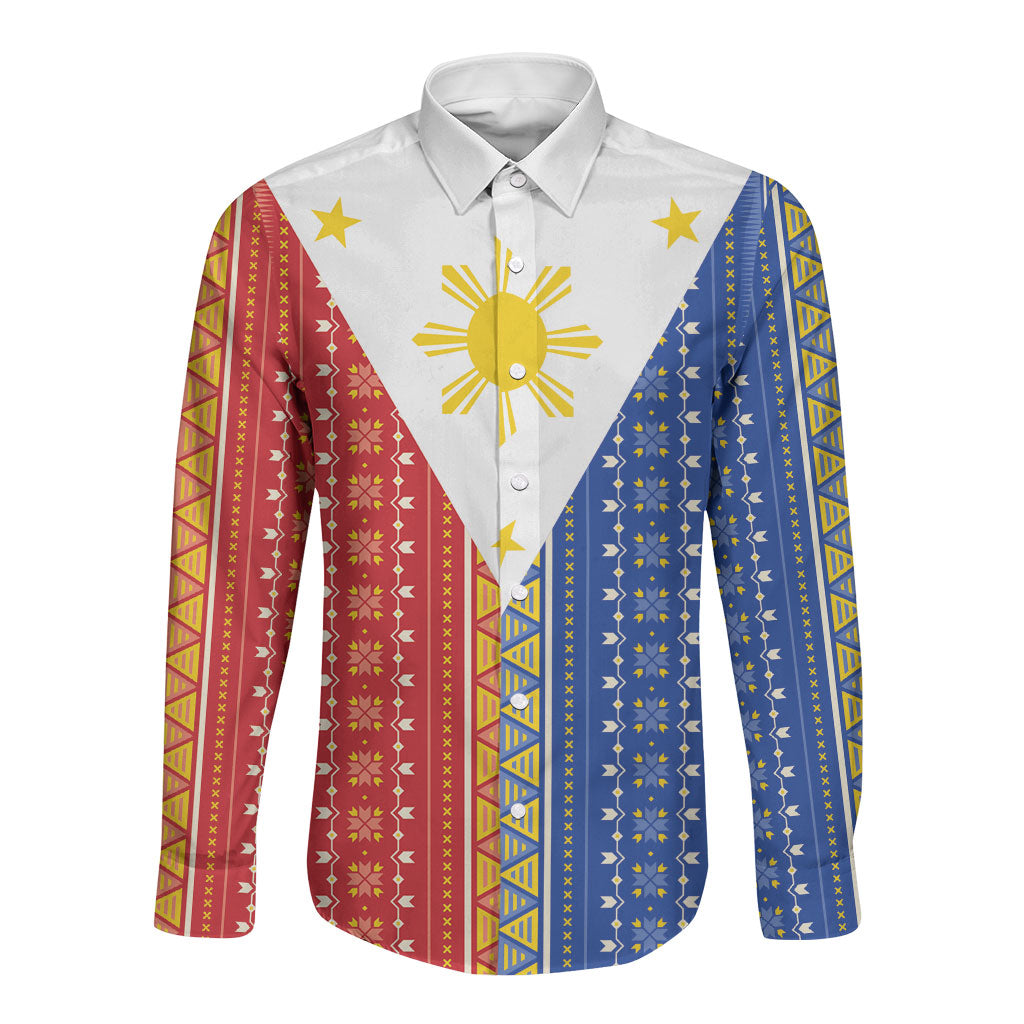 Philippines Sun Long Sleeve Button Shirt Igorot Tribal Inspiration