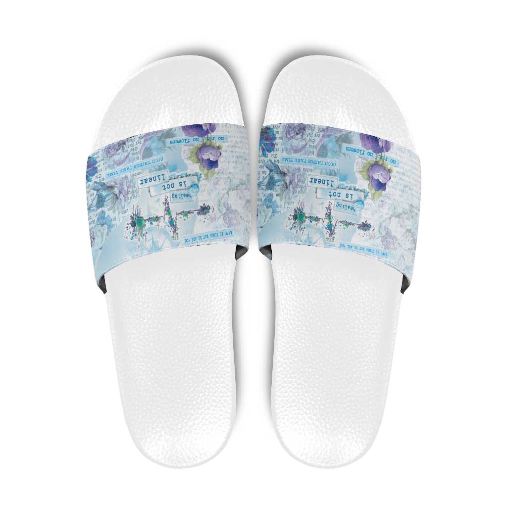 Mental Health Slide Sandals Healing Is Not Linear - Wonder Print Shop