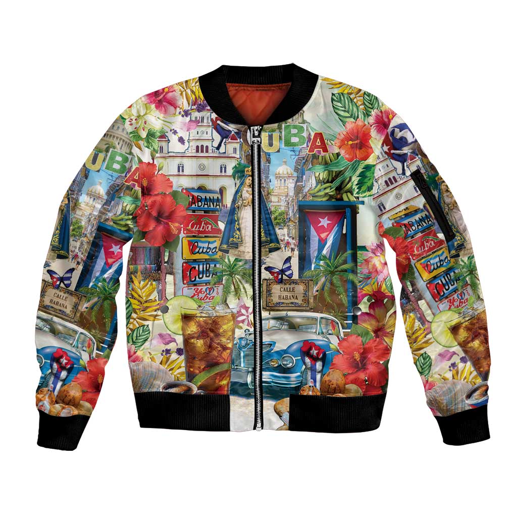 Cuba Libre Sleeve Zip Bomber Jacket The Culture Of Cuba - Wonder Print Shop